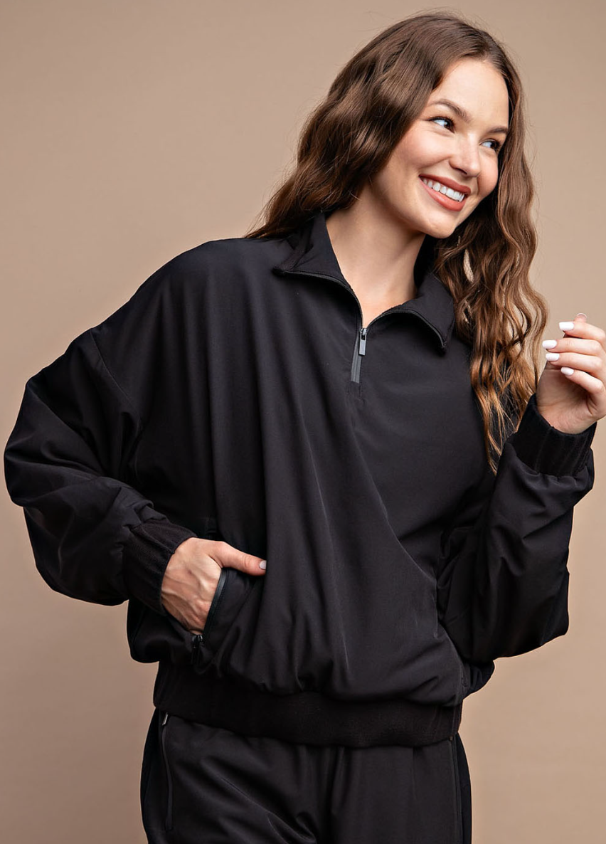 Cozy Fleece Pullover-Black