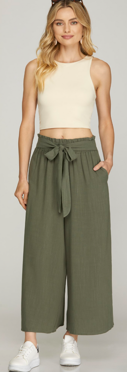 Spring Capri Pants-Olive