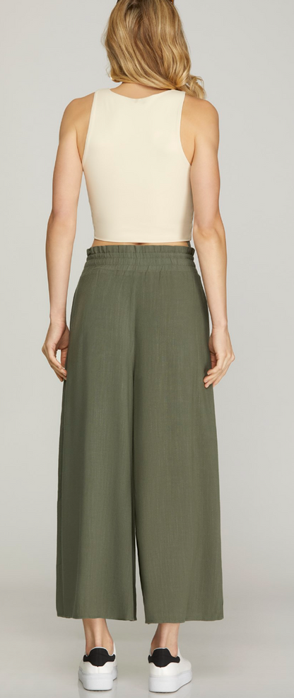 Spring Capri Pants-Olive