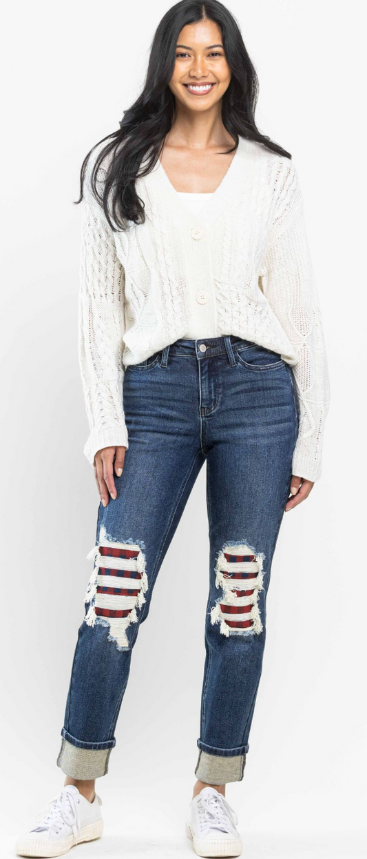 Isabella Judy Blue High Waist Destroyed Boyfriend Jeans