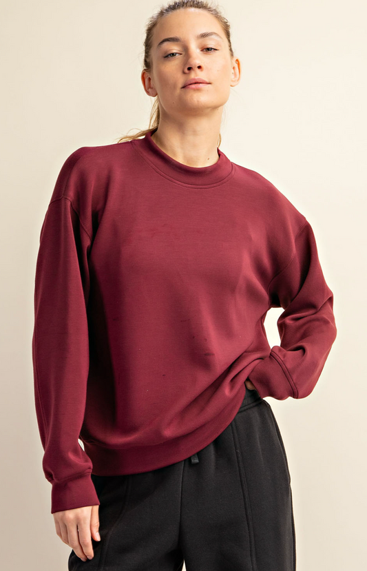 Rae Mode Cozy & Comfy Pullover- Wine