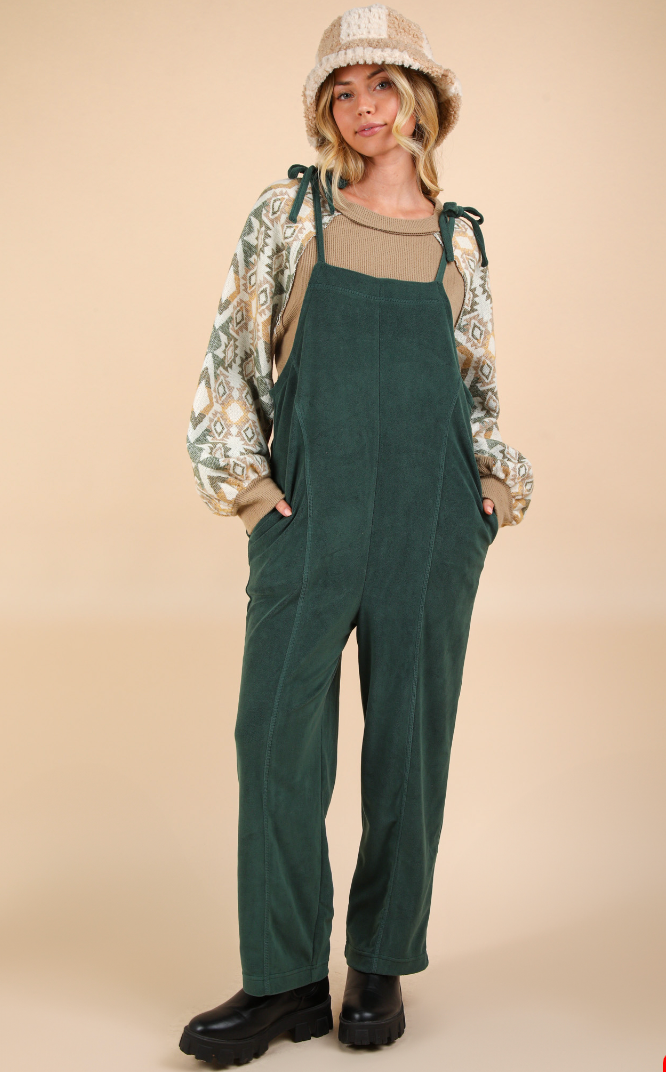 Fleece Jumpsuit- Forest Green