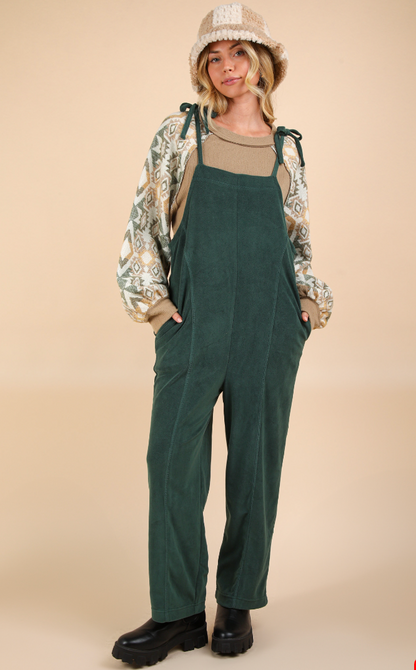 Fleece Jumpsuit- Forest Green