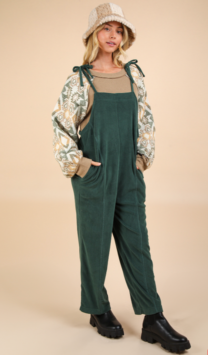 Fleece Jumpsuit- Forest Green