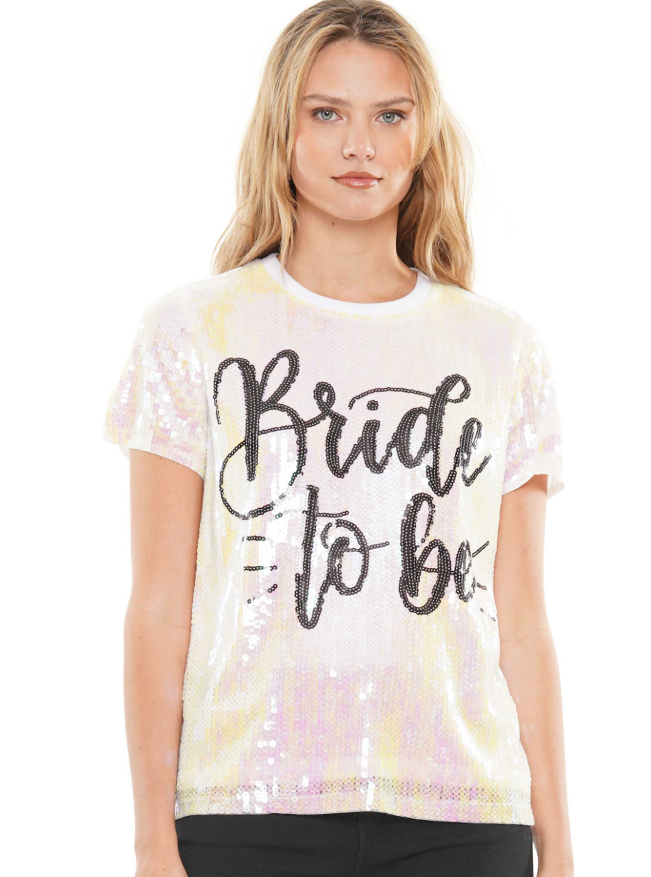 Bride to Be Iridescent Sequin Top