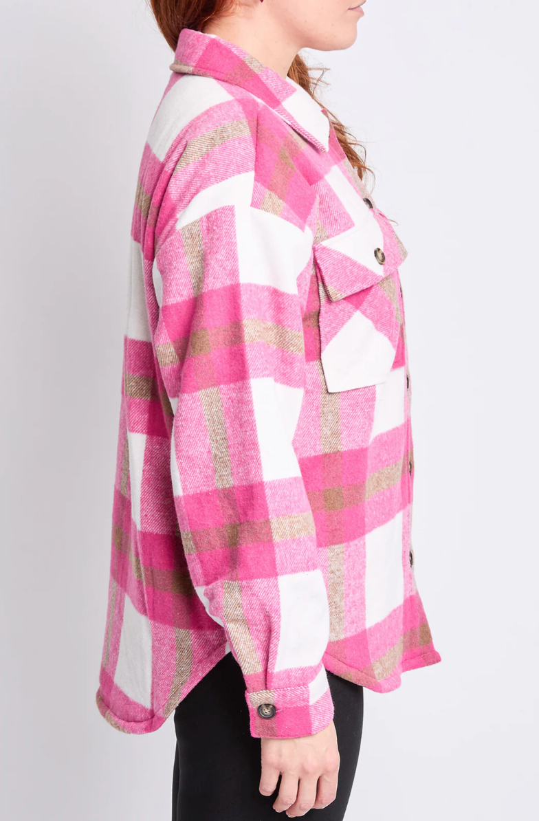 Oversized Pink Shacket W/Sherpa Lining