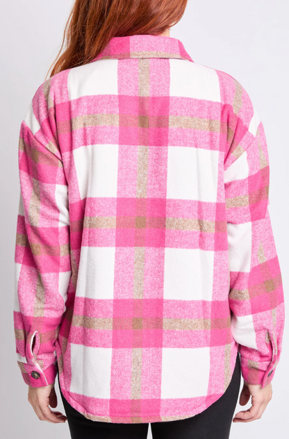 Oversized Pink Shacket W/Sherpa Lining