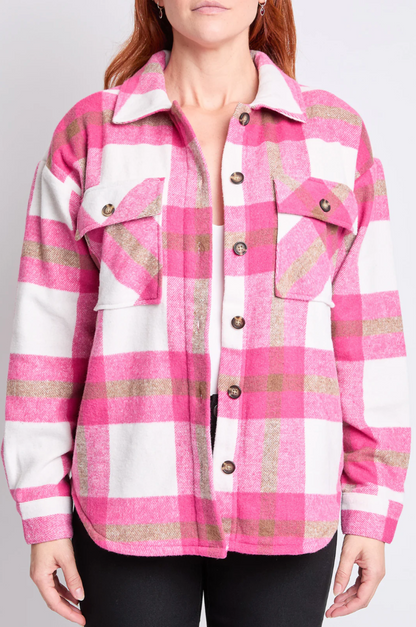 Oversized Pink Shacket W/Sherpa Lining