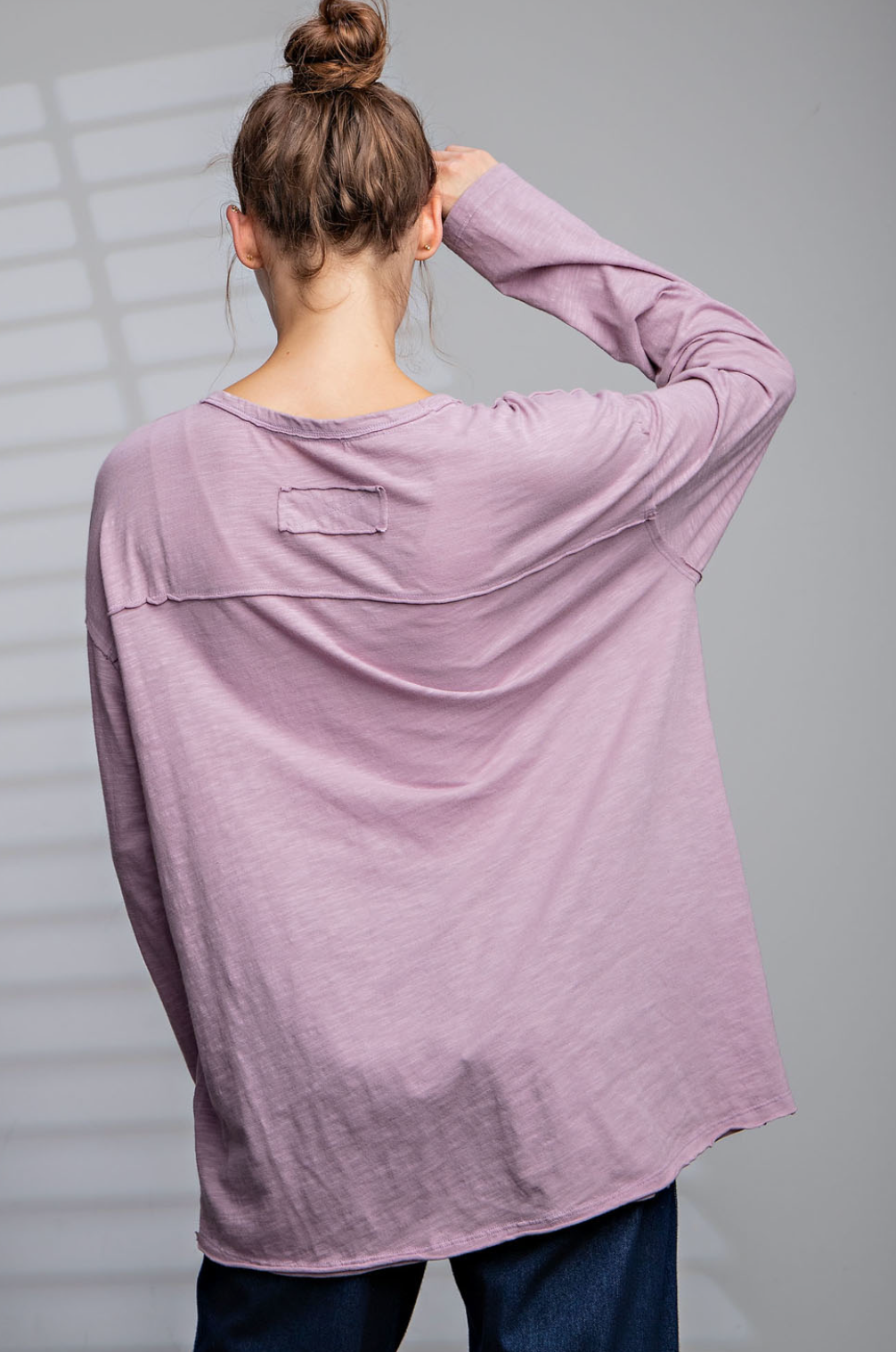 Mineral Washed Long Sleeve- Mauve