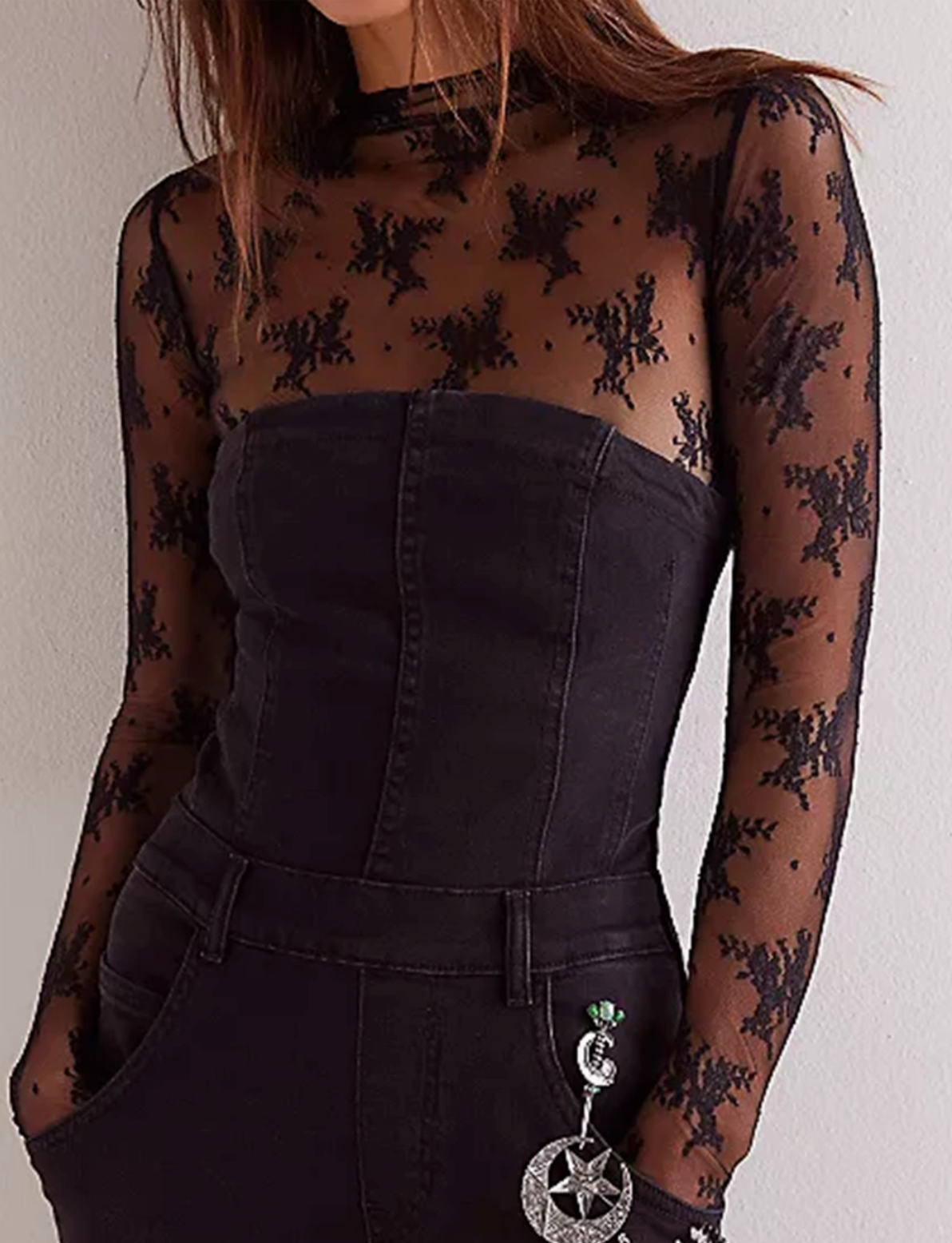 Luxe Sheer Layering Top- Black