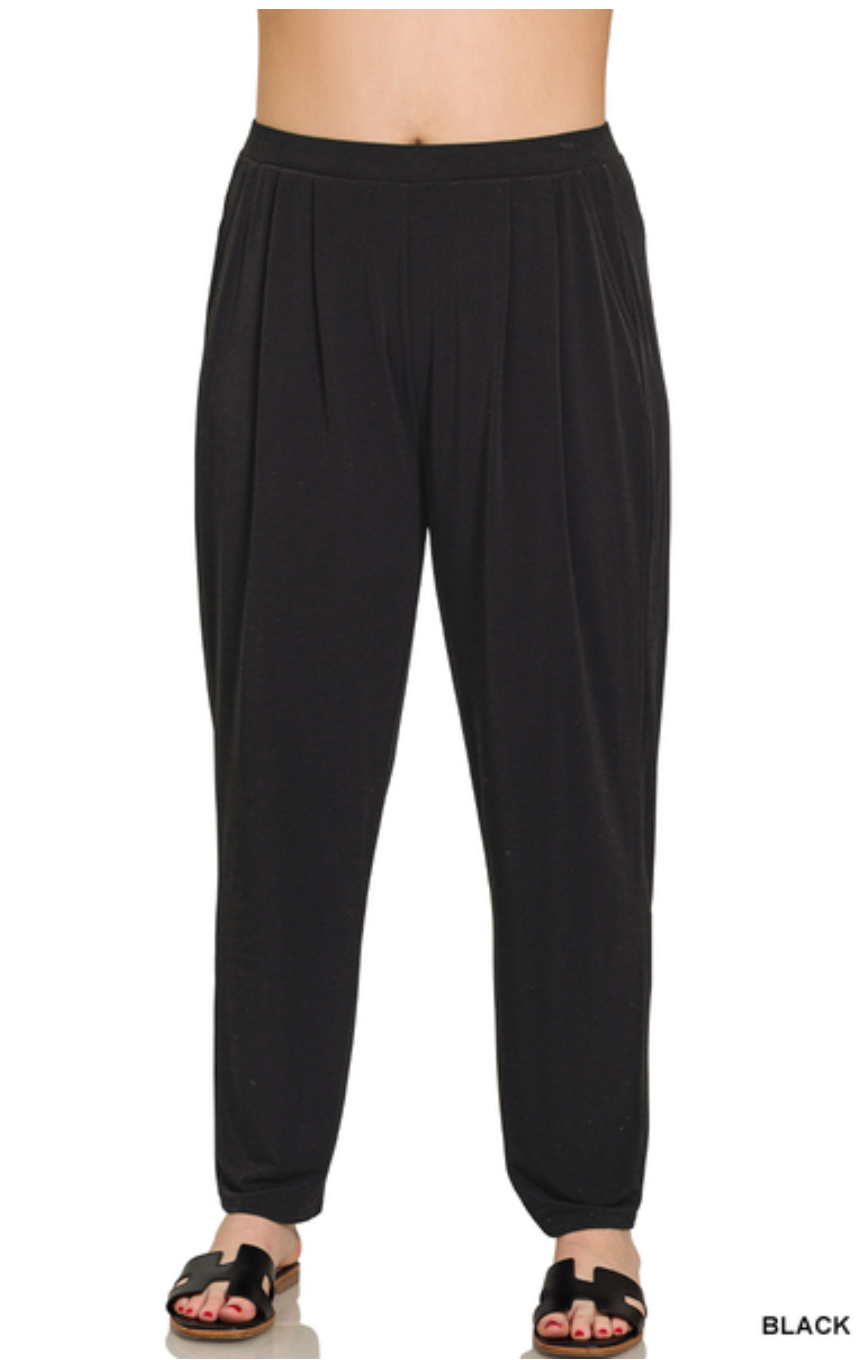 Pleated Pants with Side Pockets- PLUS