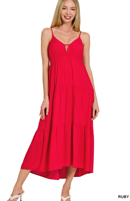 *Firecracker Red Midi Dress