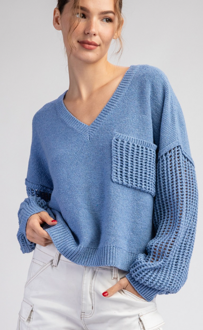 Open Knit Long Sleeve Sweater Top