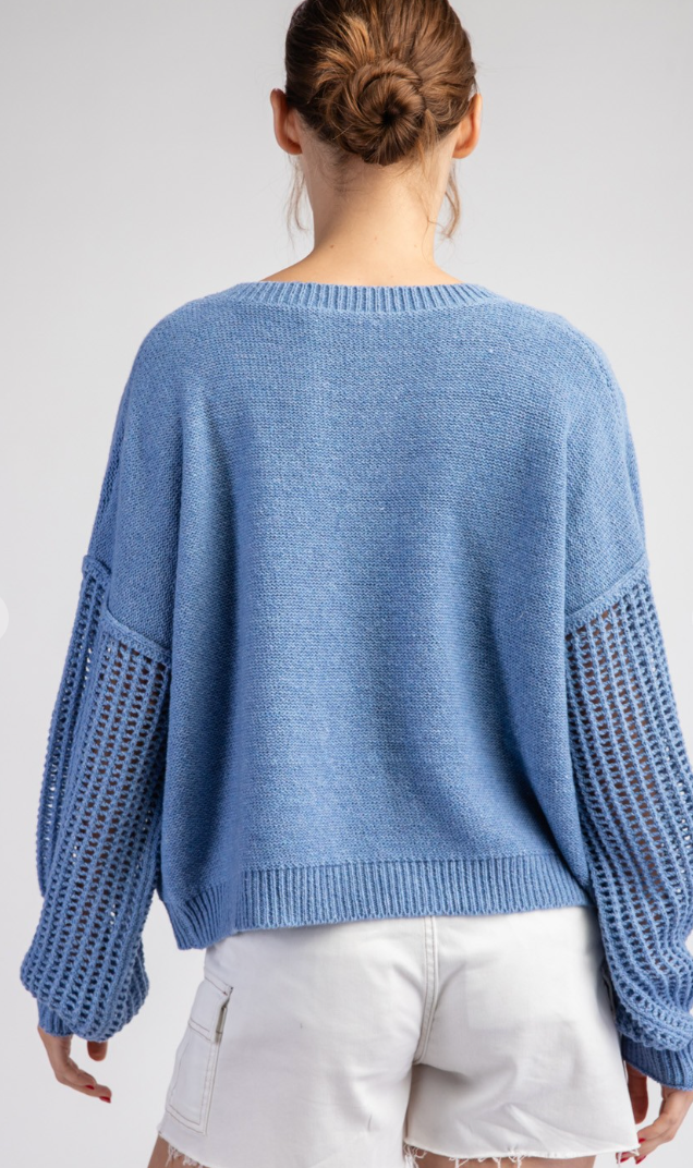 Open Knit Long Sleeve Sweater Top