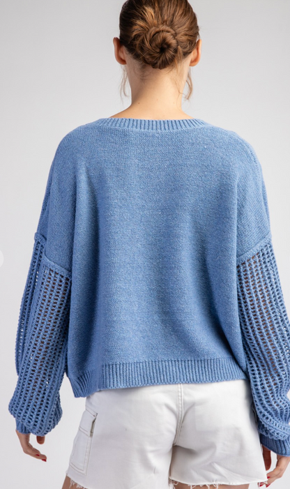Open Knit Long Sleeve Sweater Top
