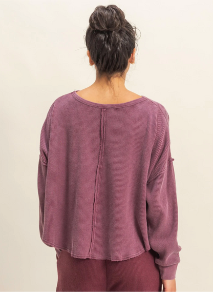 Mineral Wash Waffle Knit Top