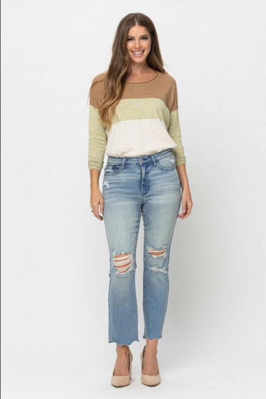 AnneBelle Mid Rise Straight Cropped Judy Blue Jeans