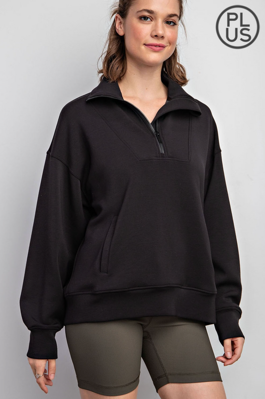 Quarter Zip Pullover- Black