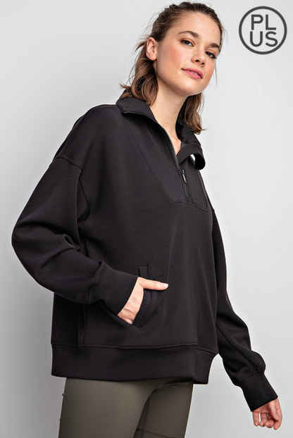 Quarter Zip Pullover- Black