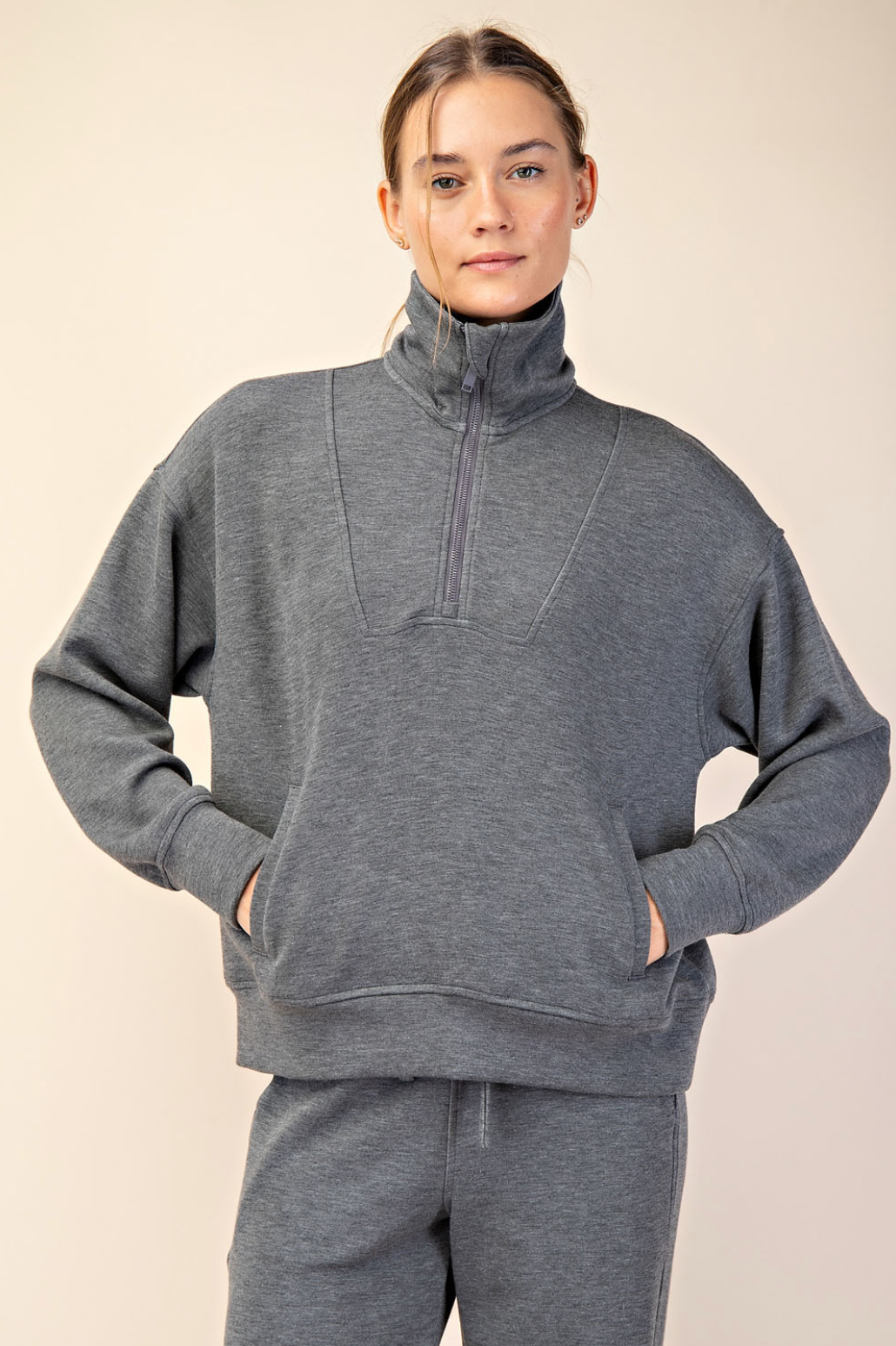 Quarter Zip Pullover- Grey