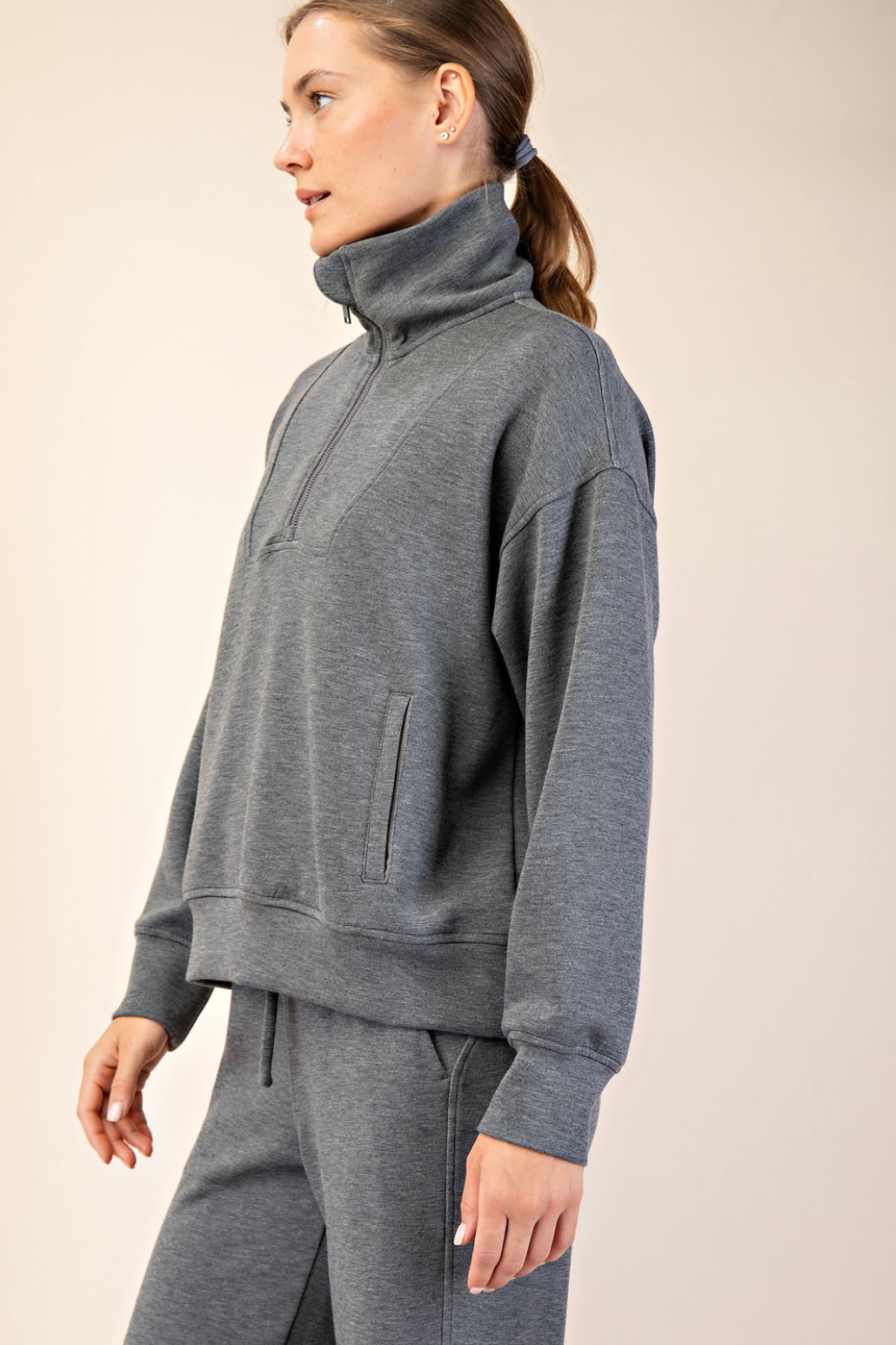 Quarter Zip Pullover- Grey