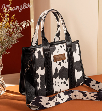 Wrangler Cow Print Concealed Carry Tote/Crossbody - Black