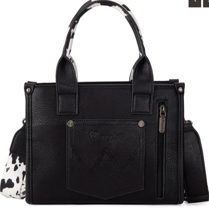 Wrangler Cow Print Concealed Carry Tote/Crossbody - Black
