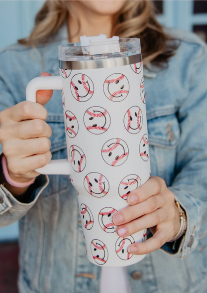 Baseball Happy Face 40oz Tumbler