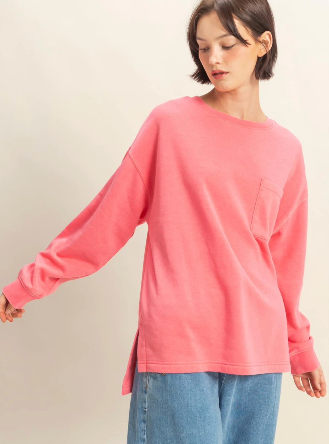 Basic Crewneck Pocket Sweatshirt