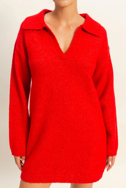 Polo Long Sleeve Sweater Dress