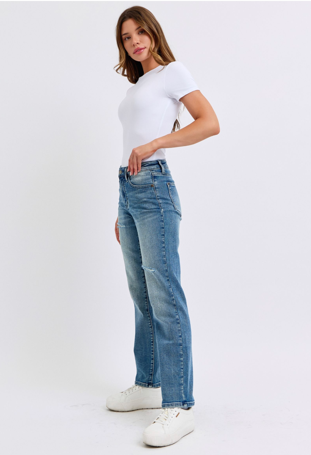 Kenzie Mid Waist Dad Jean Judy Blues