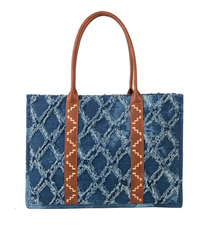Wrangler Ladies Frayed Fringe Denim Tote Bag