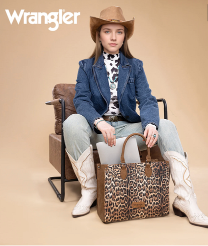 Wrangler Leopard Print Wide Tote Bag/Crossbody