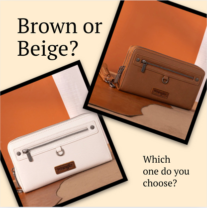 Wrangler Dual Zipper Compartment Large Wallet