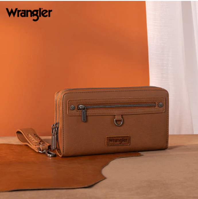 Wrangler Dual Zipper Compartment Large Wallet