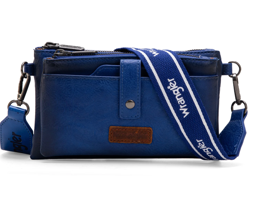 Wrangler Dual Zipper Compartment Crossbody Bag - Navy