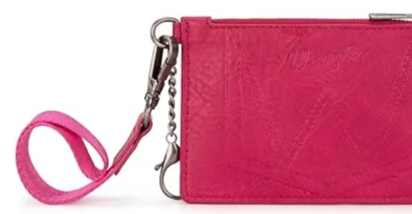 Wrangler Solid Color Key Chain Wristlet Card Wallet Hot Pink
