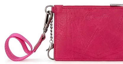 Wrangler Solid Color Key Chain Wristlet Card Wallet Hot Pink