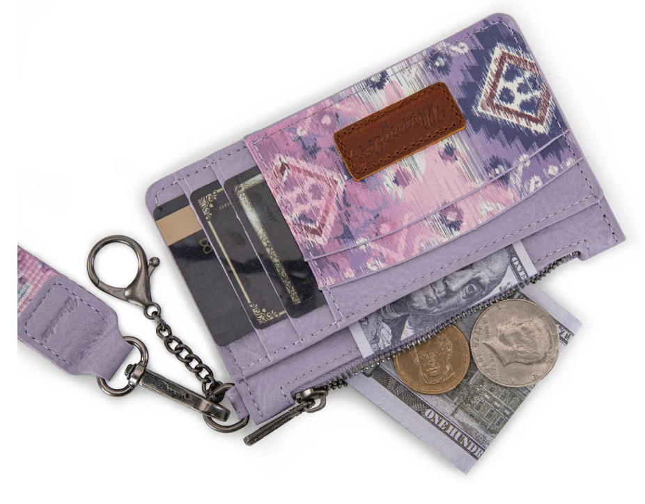 Wrangler Aztec Key Chain Wristlet Card Wallet - Purple