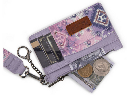 Wrangler Aztec Key Chain Wristlet Card Wallet - Purple