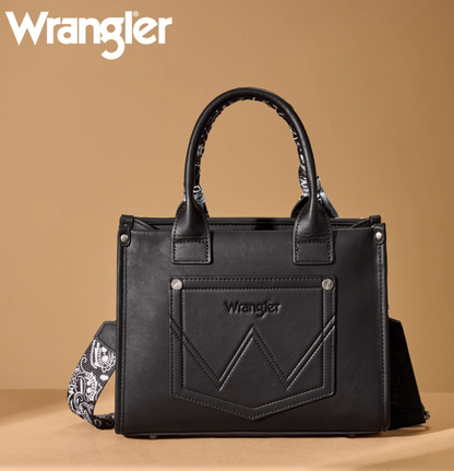 Wrangler Bandana Paisley Print Tote/Crossbody- Blk/Red
