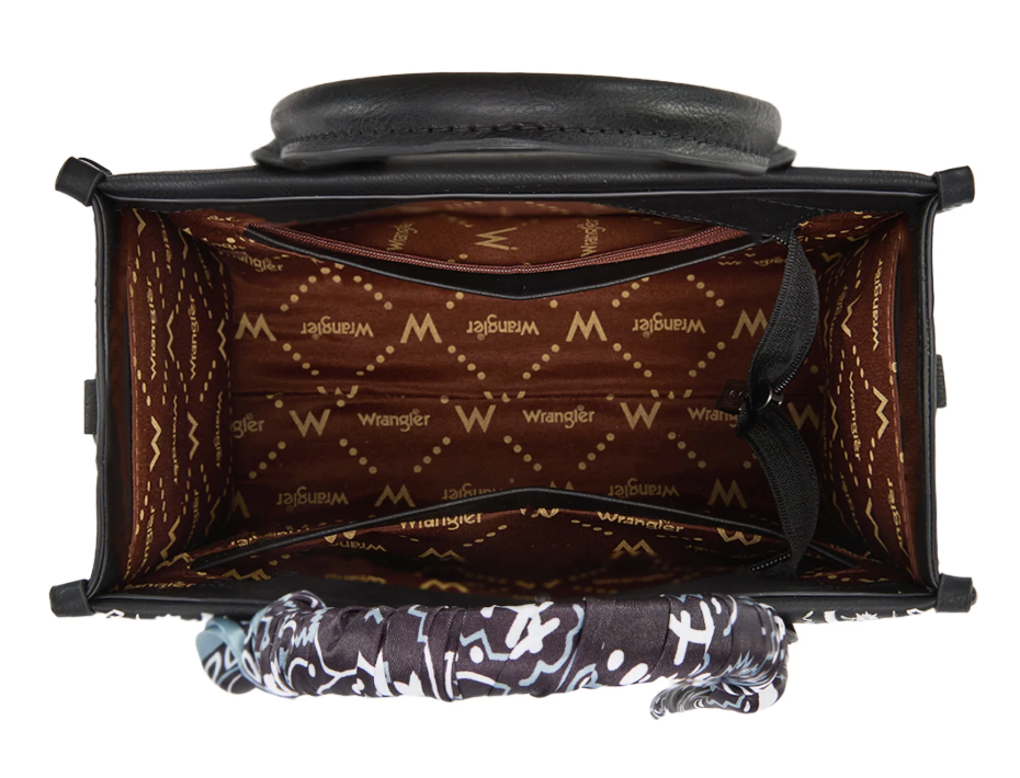 Wrangler Bandana Paisley Print Tote/Crossbody- Blk/Red