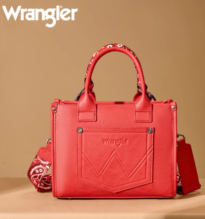 Wrangler Bandana Paisley Print Tote/Crossbody- Blk/Red