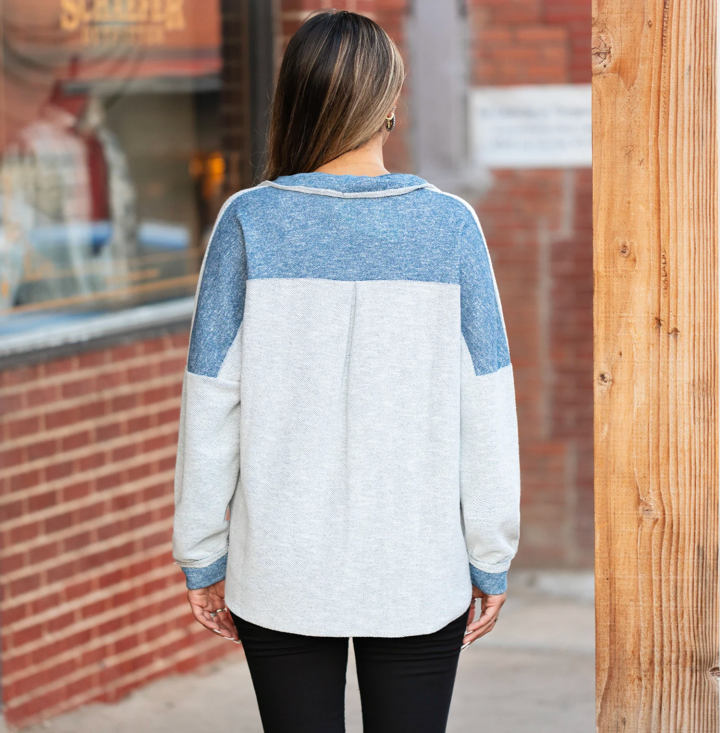 Knit Top with Square Pocket- PLUS
