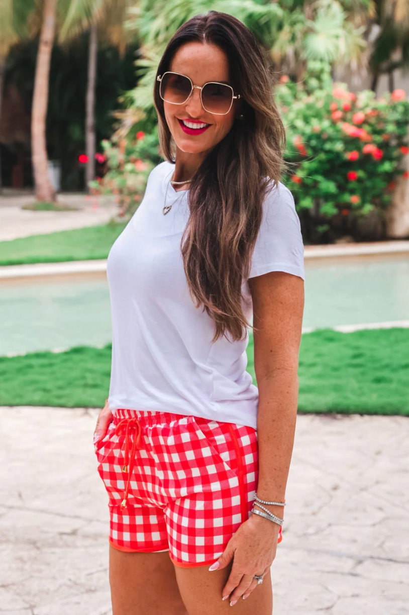 Everyday Shorts- Red Gingham