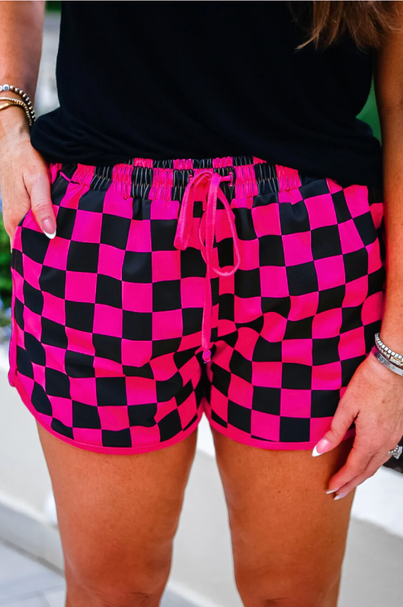 Everyday Shorts- Pk/Blk Checkered