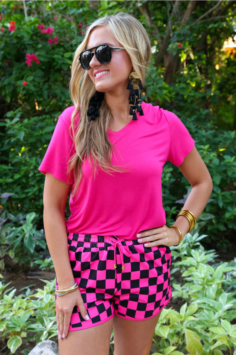 Everyday Shorts- Pk/Blk Checkered