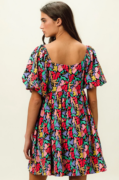 Floral Square Neck Dress