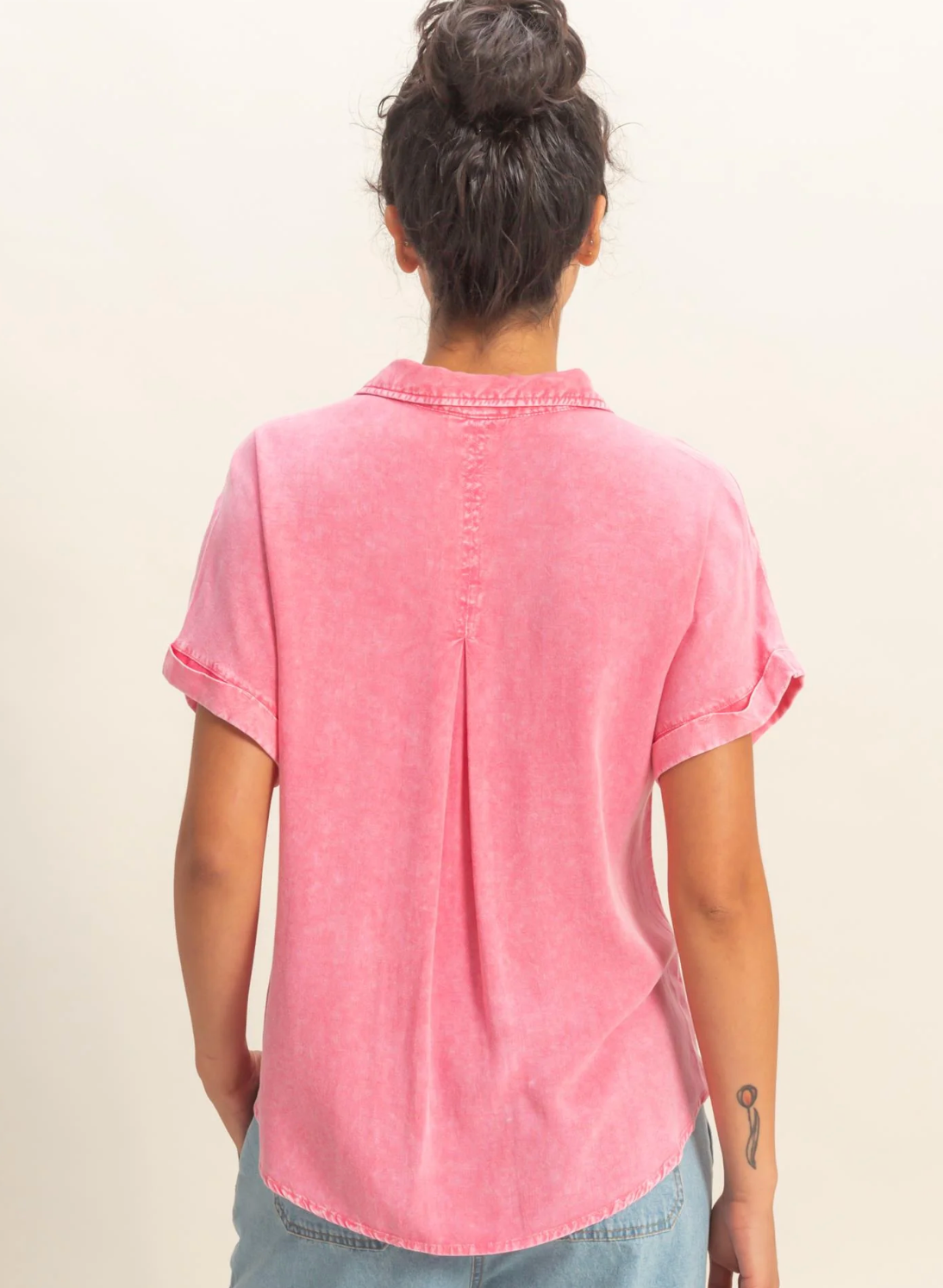 Pink Mineral Wash Button-Up