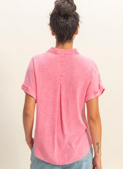 Pink Mineral Wash Button-Up